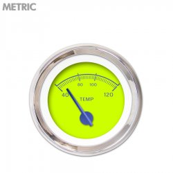 Water Temp Gauge - Metric VX Gn, Bl Modern Needles, Chrome Trim Rings - Part Number: GAR147ZMXLABCF