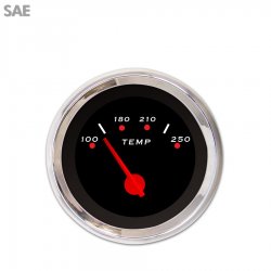 Water Temp Gauge - SAE Pegged Black, Red Modern Needles, Chrome Trim Rings - Part Number: GAR151ZEXLABCE