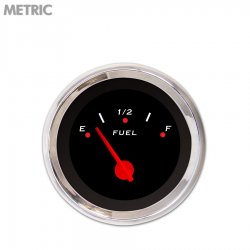 Fuel level Gauge - Pegged Black, Red Modern Needles, Chrome Trim Rings - Part Number: GAR151ZMXKABCE