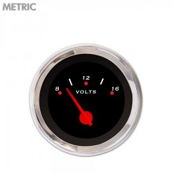 Volt Gauge - Metric Pegged Black, Red Modern Needles, Chrome Trim Rings - Part Number: GAR151ZMXNABCE