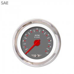 Tach Gauge w/ emblem - Pegged Dark Grey, Rd Modern Needles, Chrome Trim Rings - Part Number: GAR152ZEAIABCE