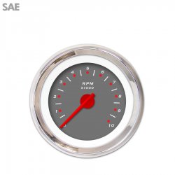 Tachometer Gauge - Pegged Dark Grnay, Red Modern Needles, Chrome Trim Rings - Part Number: GAR152ZEXIABCE