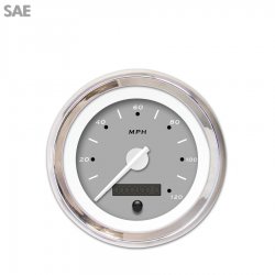 Speedo Gauge - SAE Pegged Grnay, White Modern Needles, Chrome Trim Rings - Part Number: GAR153ZEXHABCD