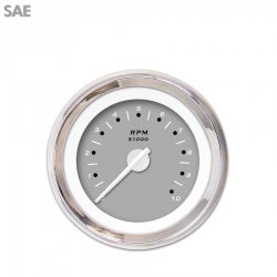 Tachometer Gauge - Pegged Grnay, White Modern Needles, Chrome Trim Rings - Part Number: GAR153ZEXIABCD