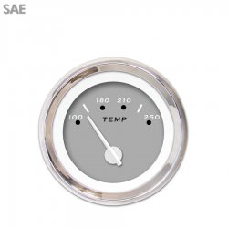Water Temp Gauge - SAE Pegged Grnay, White Modern Needles, Chrome Trim Rings - Part Number: GAR153ZEXLABCD