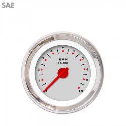 Tachometer Gauge - Pegged Ash, Red Modern Needles, Chrome Trim Rings - Part Number: GAR154ZEXIABCE