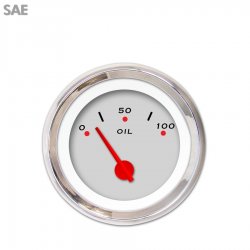 Oil Pressure Gauge - SAE Pegged Ash, Red Modern Needles, Chrome Trim Rings - Part Number: GAR154ZEXJABCE