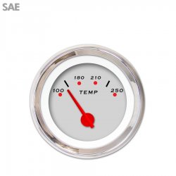 Water Temp Gauge - SAE Pegged Ash, Red Modern Needles, Chrome Trim Rings - Part Number: GAR154ZEXLABCE