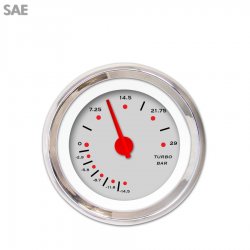 Turbo Gauge - SAE Pegged Ash, Red Modern Needles, Chrome Trim Rings - Part Number: GAR154ZEXMABCE