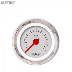 Tachometer Gauge w/ emblem - Pegged Ash, Red Modern Needles, Chrome Trim Rings - Part Number: GAR154ZMAIABCE