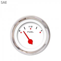 Fuel level Gauge - Pegged White, Red Modern Needles, Chrome Trim Rings - Part Number: GAR155ZEXKABCE