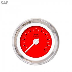Tachometer Gauge - Pegged Red, White Modern Needles, Chrome Trim Rings - Part Number: GAR156ZEXIABCD