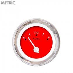 Fuel level Gauge - Pegged Red, White Modern Needles, Chrome Trim Rings - Part Number: GAR156ZMXKABCD