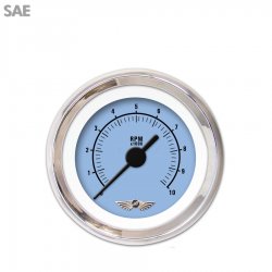 Tachometer Gauge w/ emblem - Rider Bl, Black Vintage Needles, Chrome Trim Rings - Part Number: GAR157ZEAIABAC