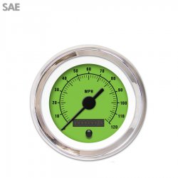 Speedo Gauge - SAE Rider Gn, Black Vintage Needles, Chrome Trim Rings - Part Number: GAR158ZEXHABAC