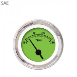 Water Temp Gauge - SAE Rider Gn, Black Vintage Needles, Chrome Trim Rings - Part Number: GAR158ZEXLABAC