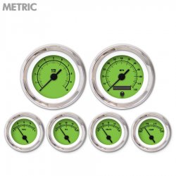 6 Gauge Set - Metric Rider Gn, Black Vintage Needles, Chrome Trim Rings - Part Number: GAR158ZMXRABAC