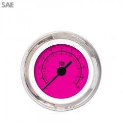 Tachometer Gauge - Rider Pink, Black Vintage Needles, Chrome Trim Rings - Part Number: GAR159ZEXIABAC