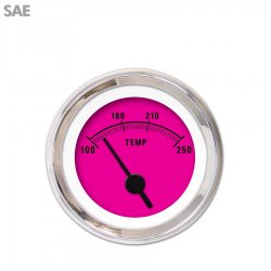 Water Temp Gauge - SAE Rider Pink, Black Vintage Needles, Chrome Trim Rings - Part Number: GAR159ZEXLABAC