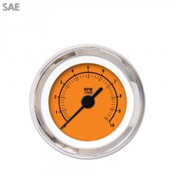 Tachometer Gauge - Rider Org, Black Vintage Needles, Chrome Trim Rings - Part Number: GAR160ZEXIABAC