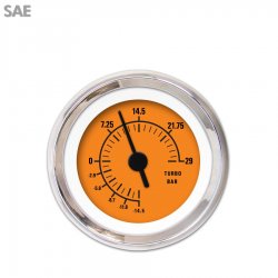 Turbo Gauge - SAE Rider Org, Black Vintage Needles, Chrome Trim Rings - Part Number: GAR160ZEXMABAC