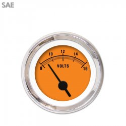 Volt Gauge - SAE Rider Org, Black Vintage Needles, Chrome Trim Rings - Part Number: GAR160ZEXNABAC