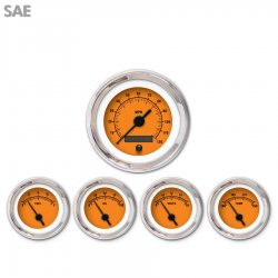 5 Gauge Set - SAE Rider Org, Black Vintage Needles, Chrome Trim Rings - Part Number: GAR160ZEXQABAC