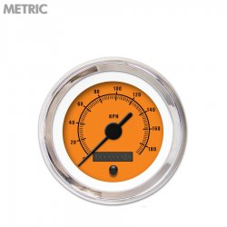 Speedo Gauge - Metric Rider Org, Black Vintage Needles, Chrome Trim Rings - Part Number: GAR160ZMXHABAC