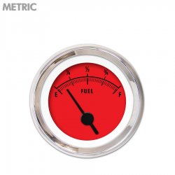 Fuel level Gauge - Rider Red, Black Vintage Needles, Chrome Trim Rings - Part Number: GAR161ZMXKABAC