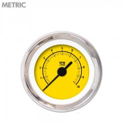 Tachometer Gauge - Rider Yellow, Black Vintage Needles, Chrome Trim Rings - Part Number: GAR162ZMXIABAC