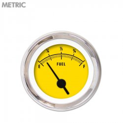 Fuel level Gauge - Rider Yellow, Black Vintage Needles, Chrome Trim Rings - Part Number: GAR162ZMXKABAC