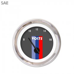 Volt Ga. SAE Vintage Autobahn Dark Gry, Black Modern Needles, Chrome Trim Rings - Part Number: GAR163ZEXNABCC
