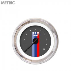 Tach Gauge Vintage Autobahn Dark Grey, Black Modern Needles, Chrome Trim Rings - Part Number: GAR163ZMXIABCC
