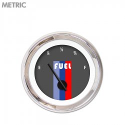 Fuel level Ga. Vintage Autobahn Dark Grey, Black Mod Needles, Chrome Trim Rings - Part Number: GAR163ZMXKABCC