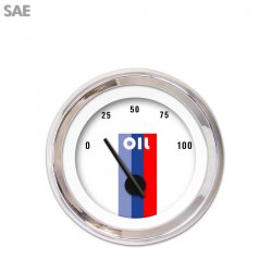 Oil Pressure Ga. SAE Vintage Autobahn White, Black Mod Needles, Chrome Rings - Part Number: GAR164ZEXJABCC