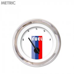 Fuel level Gauge Vintage Autobahn White, Black Modern Needles, Chrome Rings - Part Number: GAR164ZMXKABCC