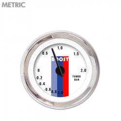 Turbo Ga. Metric Vintage Autobahn White, Black Modern Needles, Chrome Rings - Part Number: GAR164ZMXMABCC