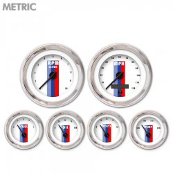 6 Ga. Set Metric Vintage Autobahn White, Black Modern Needles, Chrome Rings - Part Number: GAR164ZMXRABCC