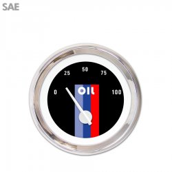 Oil Pressure Ga. SAE Vintage Autobahn Black, White Mod Needles, Chrome Rings - Part Number: GAR165ZEXJABCD