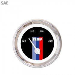 Water Temp Ga. SAE Vintage Autobahn Black, White Mod Needles, Chrome Trim Rings - Part Number: GAR165ZEXLABCD