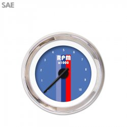 Tachometer Gauge - Vintage Autobahn Bl, Black Modern Needles, Chrome Trim Rings - Part Number: GAR166ZEXIABCC