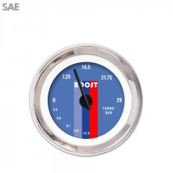 Turbo Gauge - SAE Vintage Autobahn Bl, Black Modern Needles, Chrome Trim Rings - Part Number: GAR166ZEXMABCC