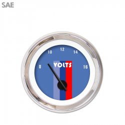 Volt Gauge - SAE Vintage Autobahn Bl, Black Modern Needles, Chrome Trim Rings - Part Number: GAR166ZEXNABCC