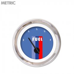 Fuel level Gauge - Vintage Autobahn Bl, Black Modern Needles, Chrome Trim Rings - Part Number: GAR166ZMXKABCC