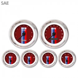 6 Ga. Set w/ emblem - SAE Vintage Autobahn Rd, Black Mod Nedl, Chrome Trm Rings - Part Number: GAR167ZEARABCC