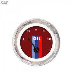 Oil Pressure Ga. SAE Vintage Autobahn Rd, Black Mod Needles, Chrome Trim Rings - Part Number: GAR167ZEXJABCC