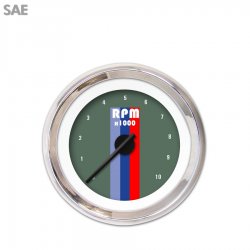Tachometer Gauge Vintage Autobahn Ash, Black Modern Needles, Chrome Trim Rings - Part Number: GAR168ZEXIABCC