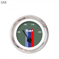 Water Temp Ga. - SAE Vintage Autobahn Ash, Black Mod Needles, Chrome Trim Rings - Part Number: GAR168ZEXLABCC