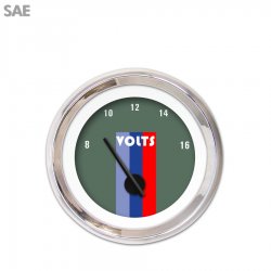 Volt Gauge - SAE Vintage Autobahn Ash, Black Modern Needles, Chrome Trim Rings - Part Number: GAR168ZEXNABCC