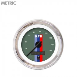 Speedo Ga. Metric Vintage Autobahn Ash, Black Modern Needles, Chrome Trim Rings - Part Number: GAR168ZMXHABCC